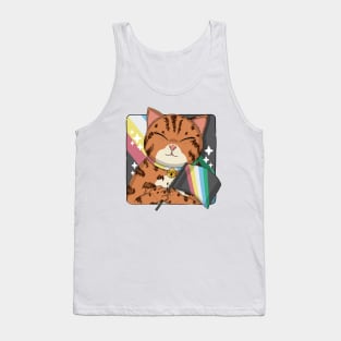 Cute Bengal Cat Holding Disability Pride Flag New Version Tank Top